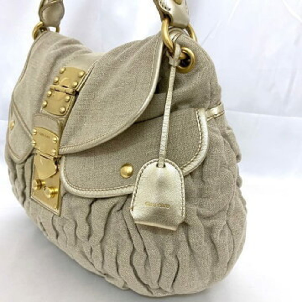 Miu Miu Bag Beige Matelasse Shoulder Bag Leather Flap - Picture 7 of 9
